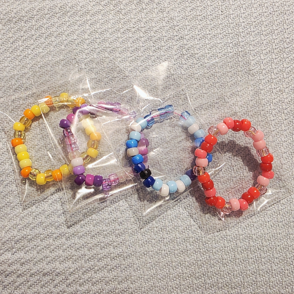 Handmade Kandi Bead Bracelets Set of 4 – Colorful Stretch Bracelets 7”